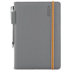 Diary AMOS weekly A5 2024 Czech - grey/orange rubber band