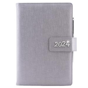 Diary BRILLIANT weekly A5 2024 Czech - silver
