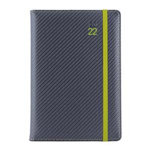 Diary ELASTIC daily A5 2022 Czech - grafit/green rubber band