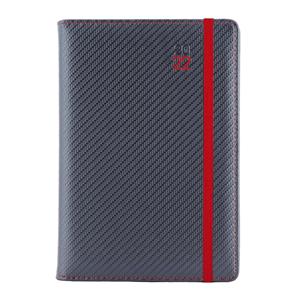 Diary ELASTIC daily A5 2022 Czech - grafit/red rubber band