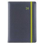 Diary ELASTIC daily A5 2024 Czech - grafit/green rubber band