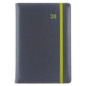 Diary ELASTIC daily A5 2024 Slovak - grafit/green rubber band