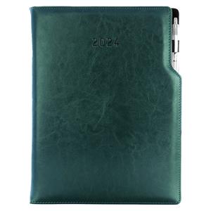 Diary GEP with ballpoint daily A4 2024 Polish - green