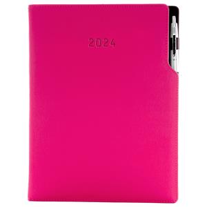 Diary GEP with ballpoint daily A4 2024 Polish - pink