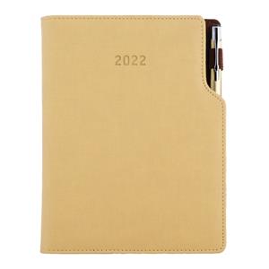 Diary GEP with ballpoint daily A5 2022 Czech - beige