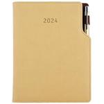 Diary GEP with ballpoint daily A5 2024 Czech - beige