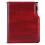 Diary GEP with ballpoint daily A5 2024 Czech - bordeaux brindled