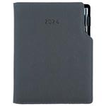 Diary GEP with ballpoint daily A5 2024 Czech - grey