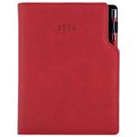 Diary GEP with ballpoint daily A5 2024 Czech - red