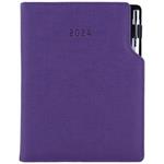 Diary GEP with ballpoint daily A5 2024 Czech - violet