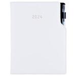 Diary GEP with ballpoint daily A5 2024 Czech - white/white stiching