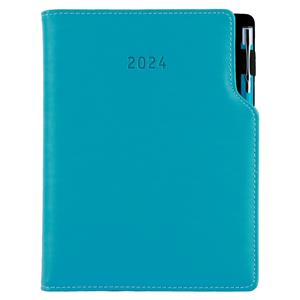Diary GEP with ballpoint daily B6 2024 Polish - turquoise/black velvet