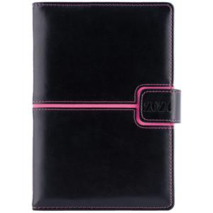 Diary MAGNETIC daily A5 2024 Polish - black/pink