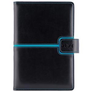 Diary MAGNETIC daily A5 2024 Polish - black/turquoise