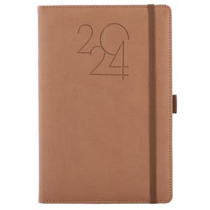 Diary POLY weekly A5 2024 Polish - brown