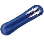Sada hliníkové kuličkové pero a mikrotužka v imitaci kůže Taur - modrá