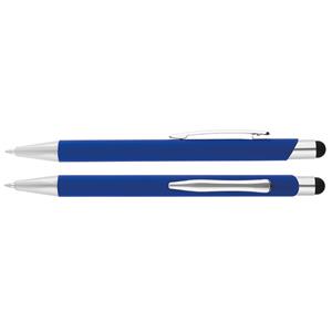 Bernardo aluminum ballpoint pen with chrome parts and stylus for controlling touch devices - dark blue