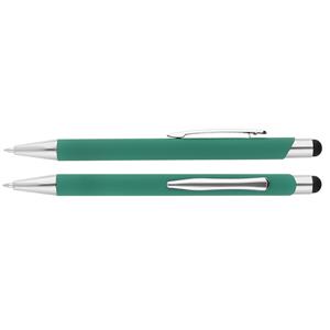 Bernardo aluminum ballpoint pen with chrome parts and stylus for controlling touch devices - dark green