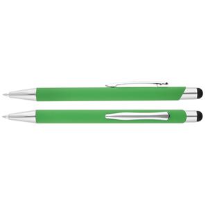 Bernardo aluminum ballpoint pen with chrome parts and stylus for controlling touch devices - green