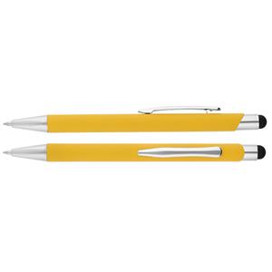 Bernardo aluminum ballpoint pen with chrome parts and stylus for controlling touch devices - yellow