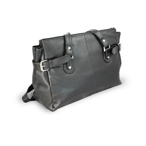 Black leather handbag s dvěma popruhy