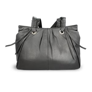 Black leather handbag with two straps