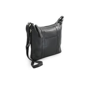 Black leather handbag