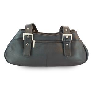 Black leather handbag