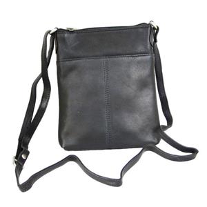 Black leather handbag