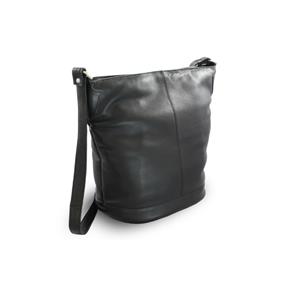 Black leather handbag