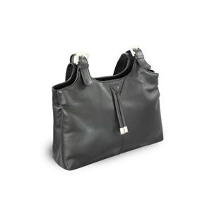 Black leather handbag