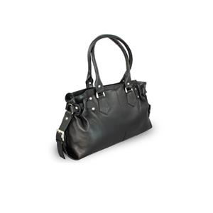 Black leather handbag
