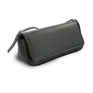 Black leather handbag