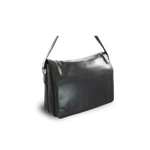 Black leather handbag
