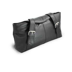 Black leather handbag