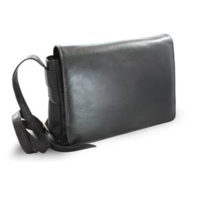 Black leather handbag