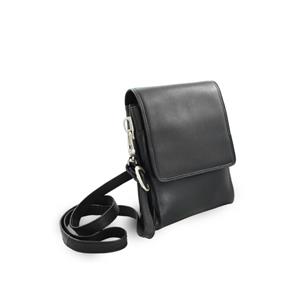 Black leather mens and womens handbag