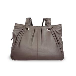 Brown leather handbag with two straps