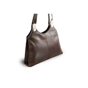 Brown leather handbag with two straps