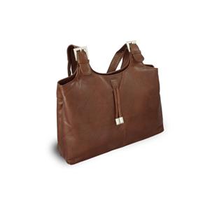 Brown leather handbag