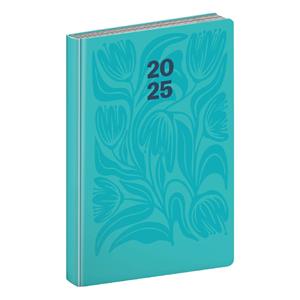 Daily Diary 2025 B6 Cambio - turquoise flowers