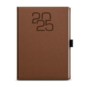 Daily Diary 2025 David Fabric A5 - Brown