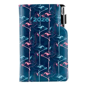 Diář DESIGN weekly pocket 2026 PL- blue - Flamingo