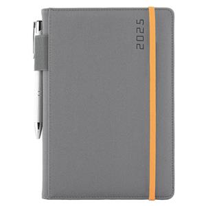 Diary AMOS daily A5 2025 Slovak - grey/orange rubber band
