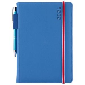 Diary AMOS daily A5 2026 Czech - blue/red rubber band