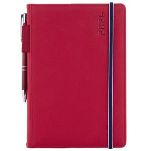 Diary AMOS daily A5 2026 Czech - red/blue rubber band