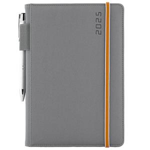 Diary AMOS weekly A5 2025 Polish - grey/orange rubber band