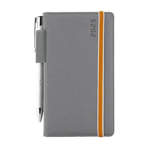 Diary AMOS weekly pocket 2025 Polish - grey/orange rubber band