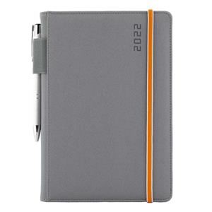 Diary AMOS weekly special A5 2022 - grey/orange rubber band