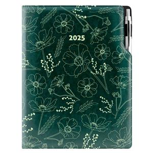 Diary DESIGN daily A4 2025 PL - green - flowers